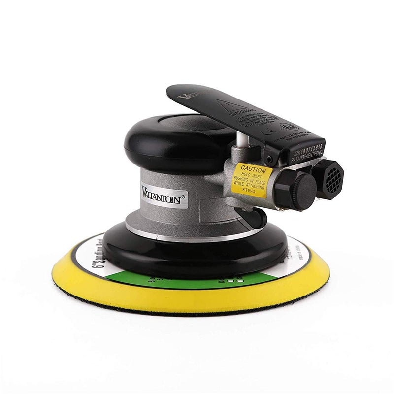 Valianto 6" Professional Air Random Orbital Palm Sander with 1pc 6" Backup Plate, Heavy Duty Dual Action Pneumatic Sander Silver - Image 2